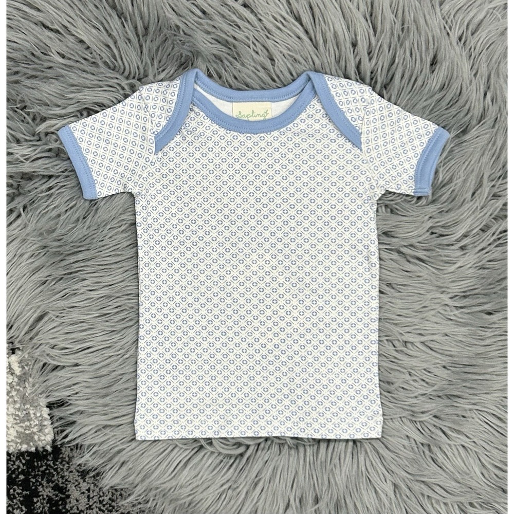 Sapling Boys 100% Organic Cotton‎ Blue SS Tee Size 0-3 Months NEW